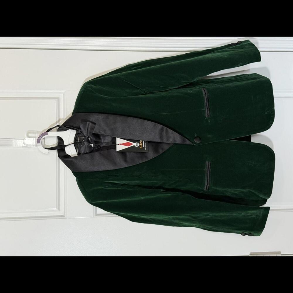Kidinix Boys Suits 2 Piece Set of Jacket Pants for Kids Size Green Velvet Tuxedo